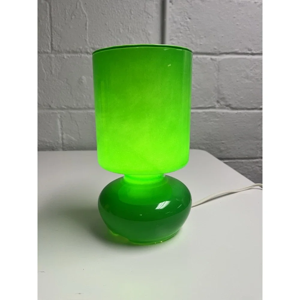 Ikea Lykta Kelly Green Glass Table Lamp Mushroom Vintage Dark Green‎ Y2K WORKS